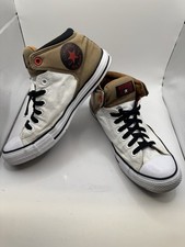 Converse Chuck Taylor All Star High Top Sneakers Mens 10 White Tan Canvas