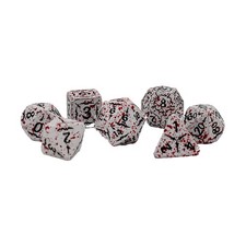 Seven Seas Pirates Metal White Blood-Like Paint Splattered Dice Set Hexagon Box
