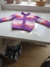 Girls Baby Cardigan 6-9 Month S Hand Knitted In 3 Colours