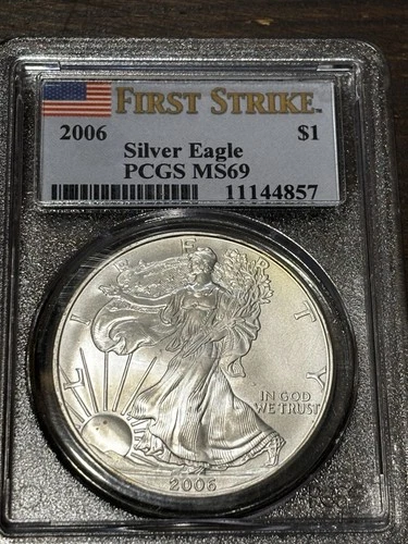 2006 Eagle ASE S$1 • PCGS CERTIFIED MS69 GRADE • 1oz FINE SILVER • First Strike