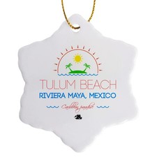 3dRose Tulum Beach Riviera Maya Mexico Snowflake Ornament 3" Caribbean