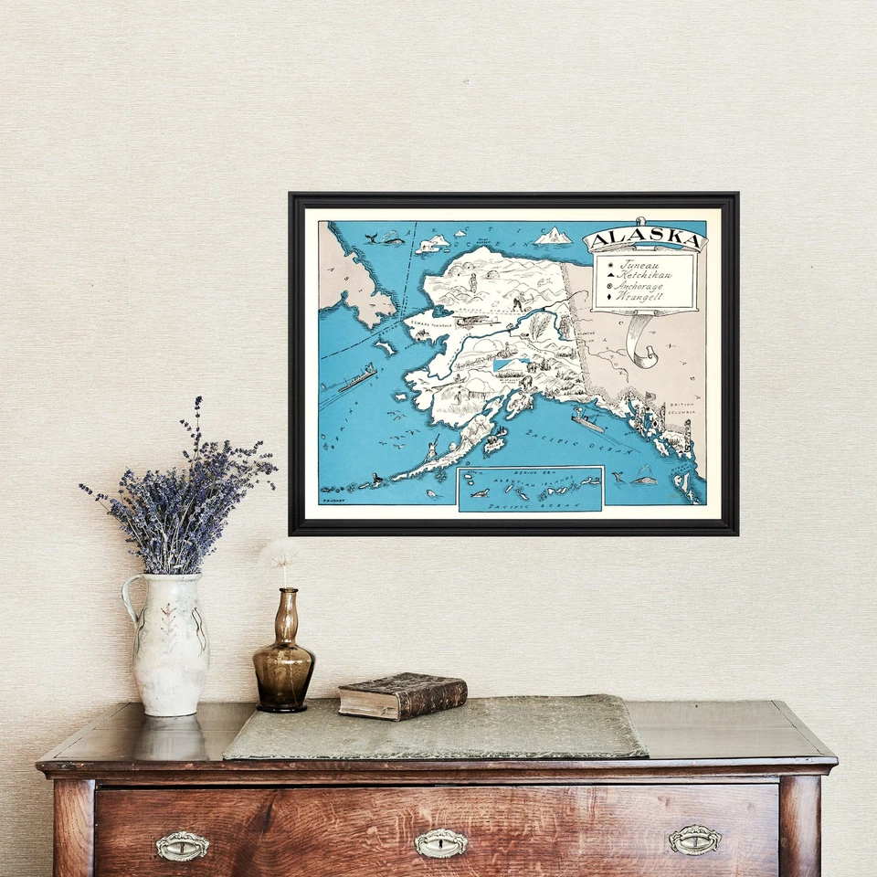 Old Map of Alaska 1931 - Vintage Alaska Art - Image 4 of 4