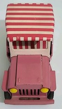 Vintage 1960s Tinplate Friction Japan Pink CJ Jeep Willys Collectable