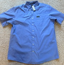 Men s Eddie Bauer Blue Short Sleeve Button Down Shirt Size XLT NWT
