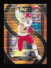 Carson Steele 2024 Panini Select Neon Orange Pulsar Prizm Rookie RC #2/7 Chiefs