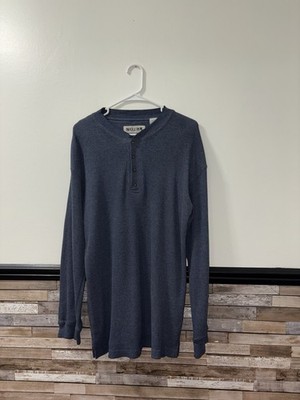 Vintage Men s Bugle Boy Navy Long Sleeve  Waffle Knit Shirt Size M