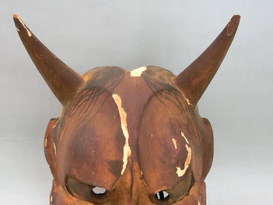 Máscara Kagura de madera japonesa vintage Hannya cara de mujer enojada máscara Demonio Noh #4 Foto 2 de 4