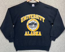 Vintage Jerzees Super Sweats Unisex University Of Alaska Sweatshirt Black L
