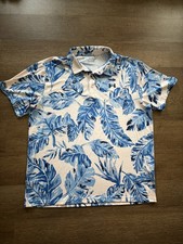 Under Armour Playoff Polo Shirt Mens 2XL XXL Hawaiian Blue Floral Print Golf
