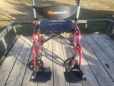 Goplus Red Rollator Wheelchair Walker with Seat & Footrests Excellent Condition