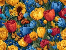 14ct Counted Stamped Cross Stitch Kits for Adults Printed Flowers Cross Stitc...