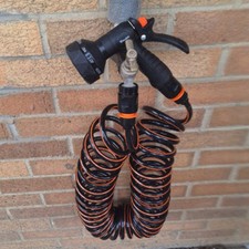 15m Spiral Garden Hose Pipe Set 9 Spray Gun Nozzle Tap Connectors