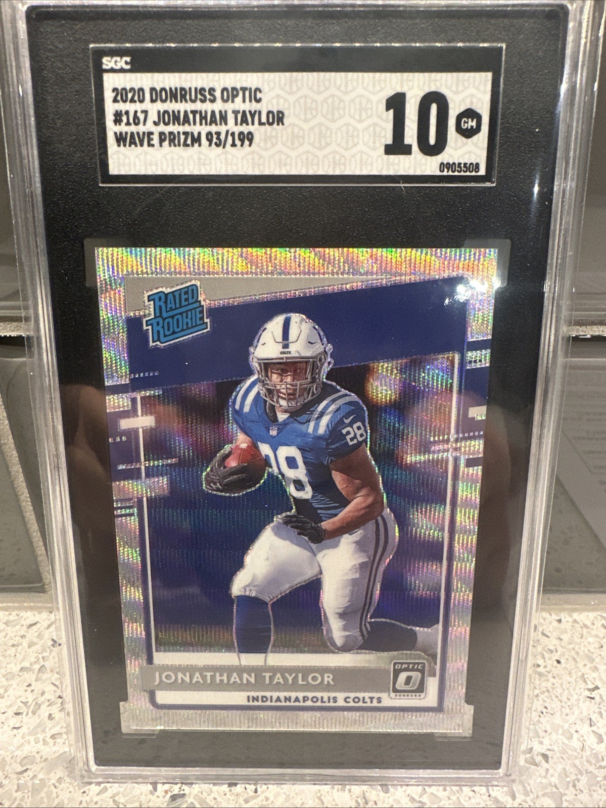 2020 Donruss Optic - Rated Rookie Jonathan Taylor #167 Wave Prizm /199 SGC 10