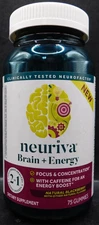 Neuriva Brain+Energy Natural Blackberry Flavor 75 Gummies Exp: 5/26 New & Sealed