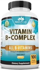 Naturalife Labs Vitamin B Complex with Vitamin C and Folic Acid - B12, B1, B2, B
