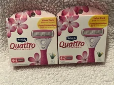 Lot of 2 Schick Quattro for Women Refill Blades Cartridges New