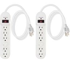 6-Outlet Power Strip Whit Surge Protector, 6 Ft Extension Cord, 510 Joules