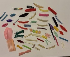 Vintage Hair Accessories Lot 64 Pieces Combs Clips Barrettes Metal Backs Plastic