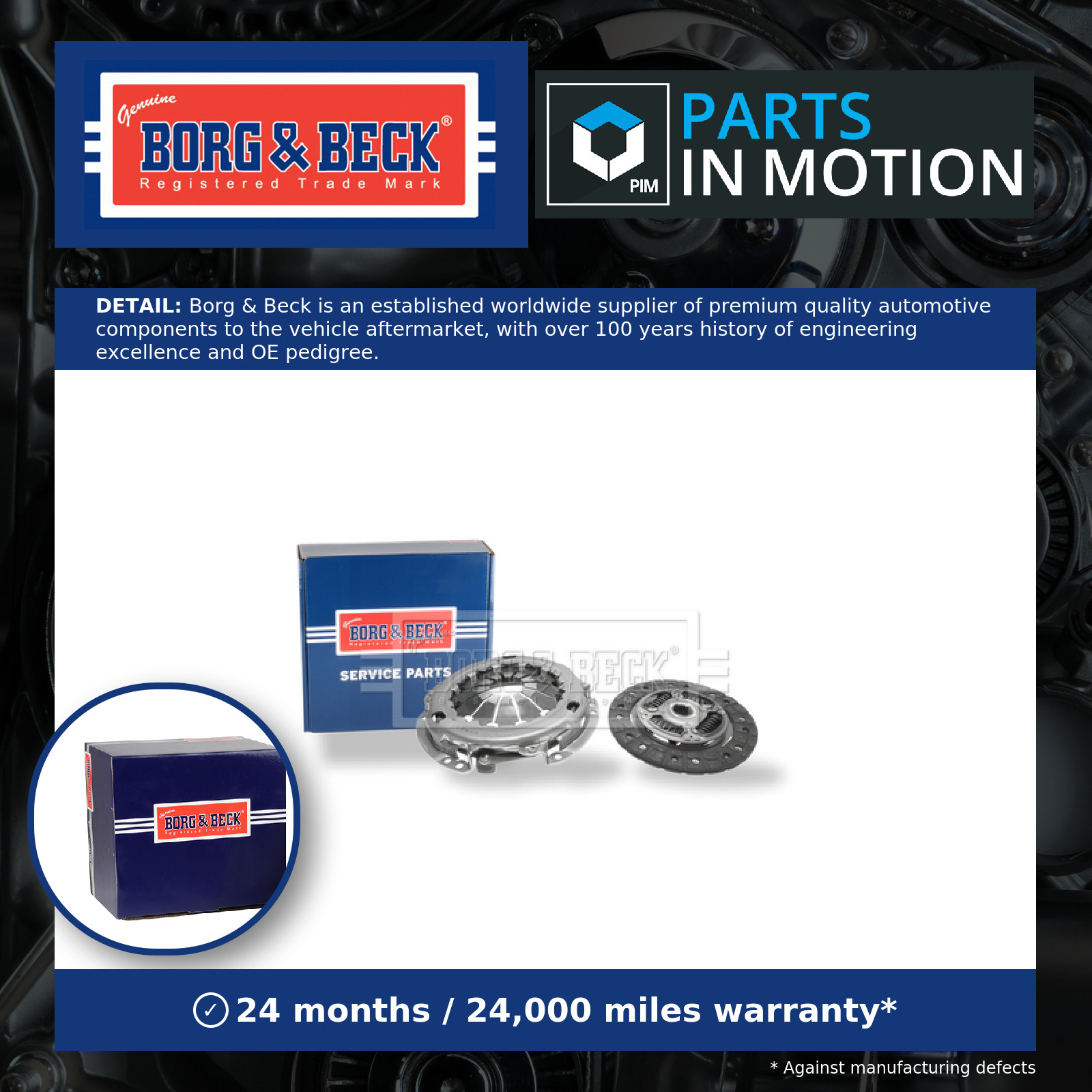 Clutch Kit 2 piece (Cover+Plate) 190mm HK2404 Borg & Beck Top Quality Guaranteed