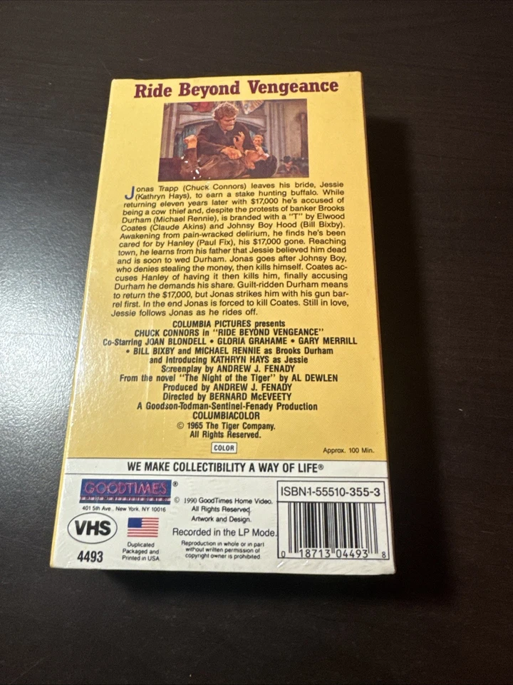 Ride Beyond Vengeance 1965 1990 Printing GoodTimes VHS New Sealed Chuck Connors - Image 2 of 4