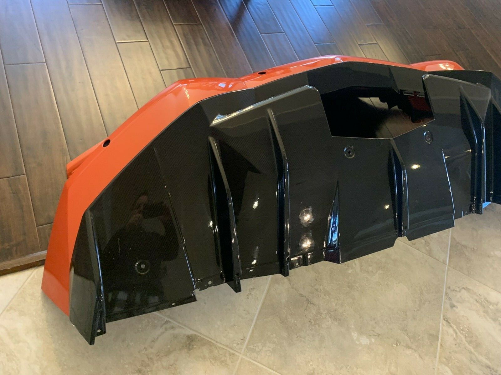 Lamborghini Aventador Rear Bumper W Carbon Fiber Diffuser & Inserts OEM 10-14