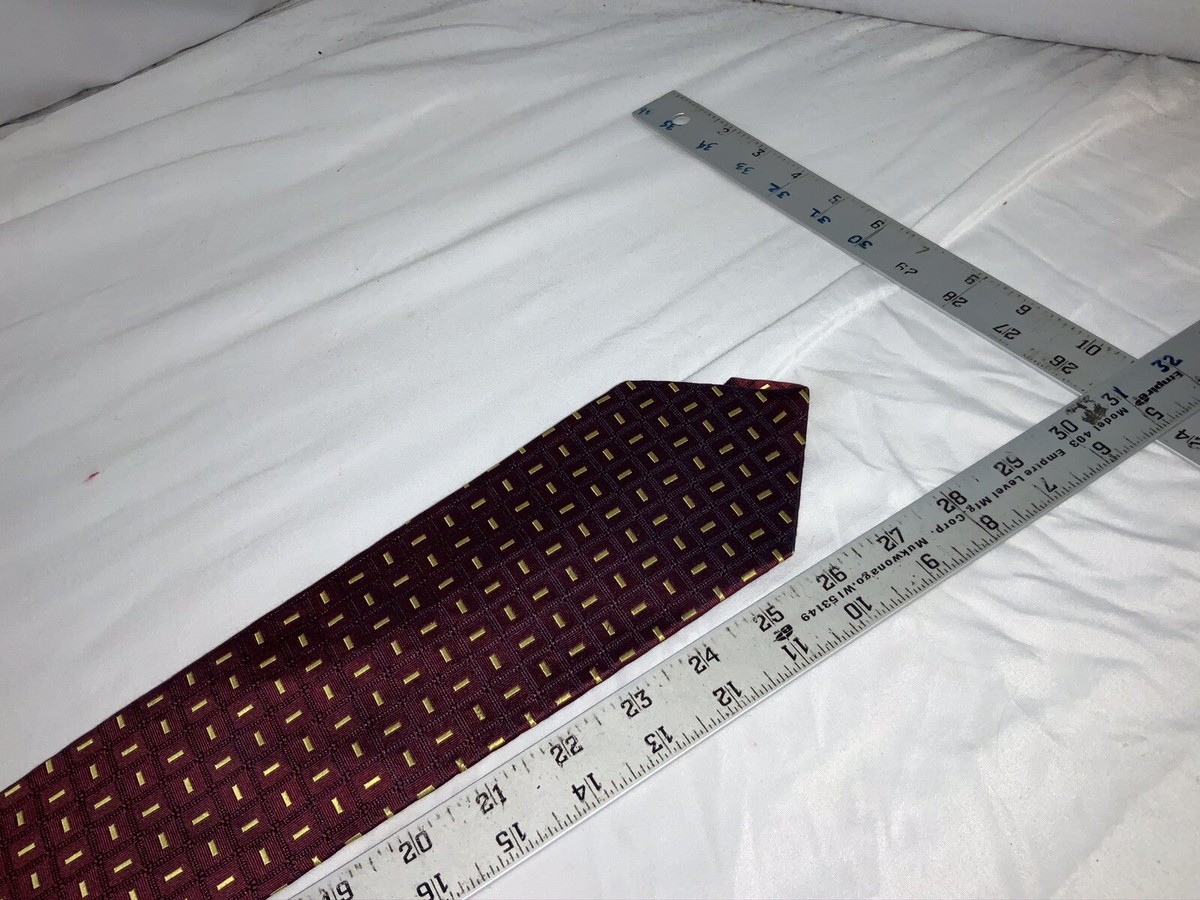 Burberry London Neck Tie Burgundy Yellow Check Silk 3 5/8 Burberry London Neck Tie Burgundy Yellow Check Silk 3 5/8