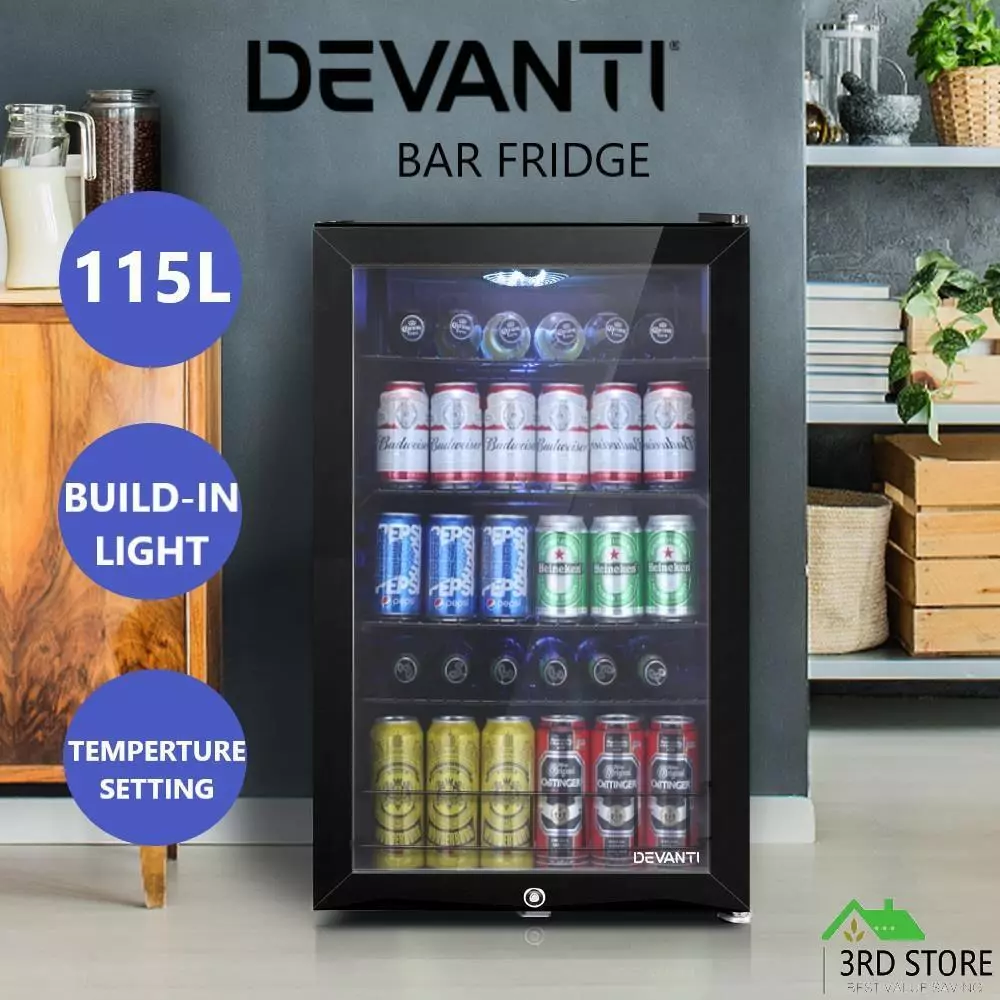 Devanti glass shop door bar fridge