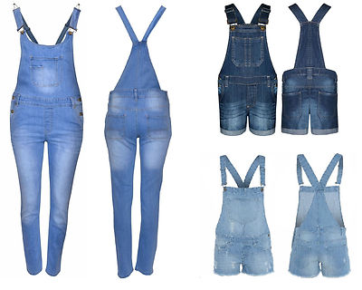 Kids Stylish Summer Girl's Denim Long Shorts Dungaree Jumpsuit