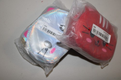 Girls Cross Body Bag Purse Kitty Cat Silver + Red Qty 2 Cute New - Picture 9 of 20