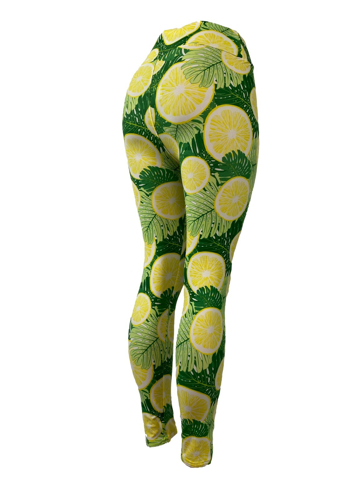 Lemon Slices and Tropical Ferns Beautiful Leggings One Size Curvy Diva