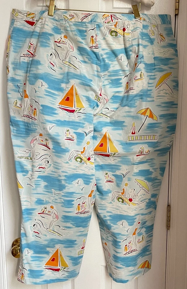 Real Clothes Saks Salon Z Capri Pants Size 20 Stretch Cotton Boats & Beach - Image 4 of 4