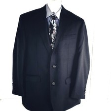Chaps Blazer Men's 44R Navy Blue Wool Suit Jacket Sport Coat 2 Button