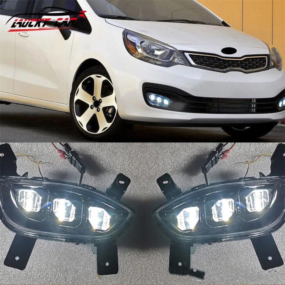 Faros antiniebla delanteros LED DRL luz de circulación diurna para Kia Rio 2012-2015 2014 nuevos Foto 3 de 4