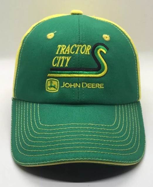 John Deere Tractor City Cap Hat Adult Trucker Mesh Adjustable Green