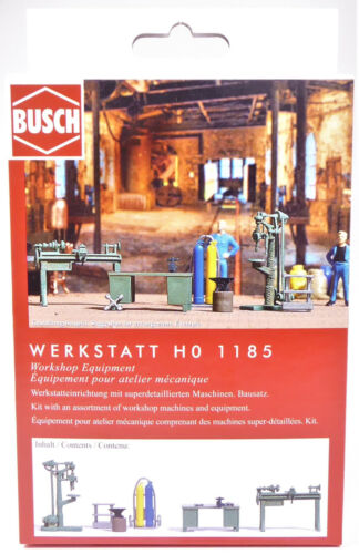 H0 Busch atelier banc de tournage perceuse sur support enclume bureau # 1185 - Photo 1/11