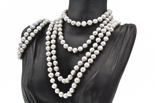 Timeless Hand Knotted Baroque Freshwater Pearl Flapper Necklace Bracelet Set - Picture 9 of 10