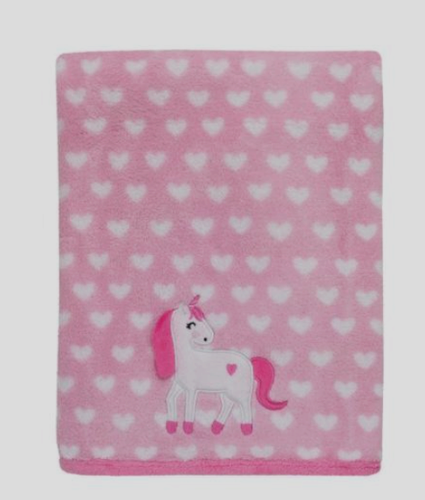 Manta de felpa para bebé niña estampado corazones unicornio rosa blanco Walmart Parents Choice - Imagen 5 de 5
