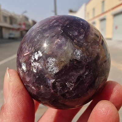 200g Marvelous Lepidolite Sphere Purple Mica Quartz Globe Reiki Crystal Ball