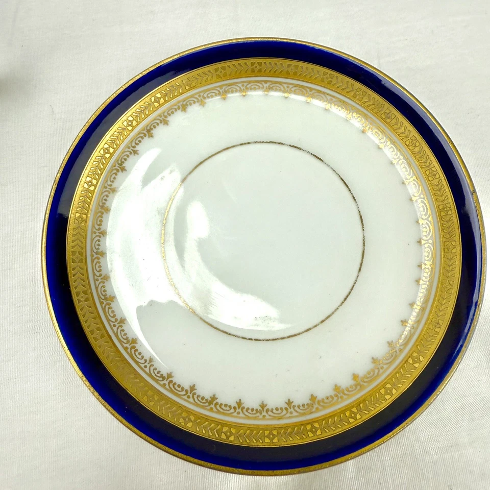 Taza de té Rosenthal azul cobalto dorado Demitasse 1 1/2" de alto y platillo 4 1/4" Foto 3 de 4