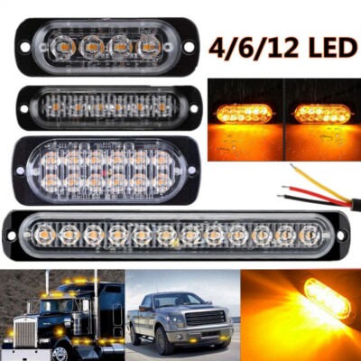 4x Auto 4-12LED Frontblitzer Blitzlicht Warnleuchte LKW Strobe Licht GELB 12/24V