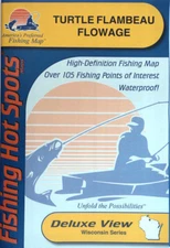 Turtle Flambeau Flowage Detailed Fishing Map, GPS Pts, Waterproof, Depth #L240