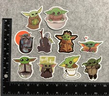 Lot of 10 Assorted Star Wars Mandolorian Baby Yoda Grogu Anime Cartoon Stickers