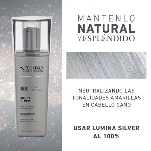 TEC ITALY Lumina Silver Shampoo for natural gray & white hair 10.1 oz - 2 Pack - Picture 2 of 3