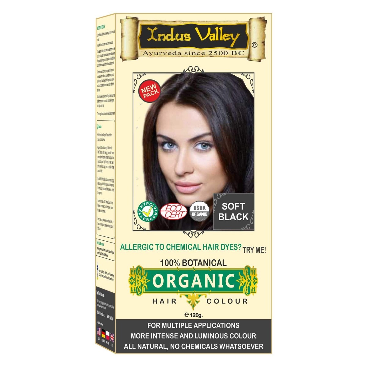 2 Pack 100% Botanical Hair Color| Soft Black |No Ammonia/PPD