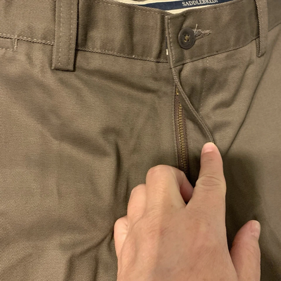 Pantalones Saddlebred Hombres 34x30 Marrón Abedul Tinte Profundo Sin Desvanecimiento Manchas Sin Arrugas Nuevos con Etiquetas Foto 4 de 4