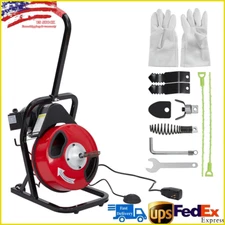 50FT x 1/2" Electric Drain Cleaner Machine Electric Drain Snake for 1"-4" Pipes