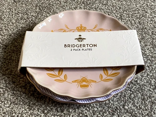 Rare NEW Officially Licensed BRIDGERTON Vintage Style Side Plates x 2 - Primark