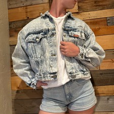 Vintage 90s 80s Y2k Grunge Cropped Denim Jacket By Jordache Acid Wash Size M