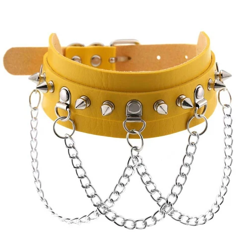 Punk Gothic Spike Rivit Choker Halsband PU Leder BDSM Halskette 16 Farben - Bild 9 von 36