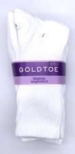 GoldToe Women's White Cotton crew Sock 6 Pair Shoe Size 6-9